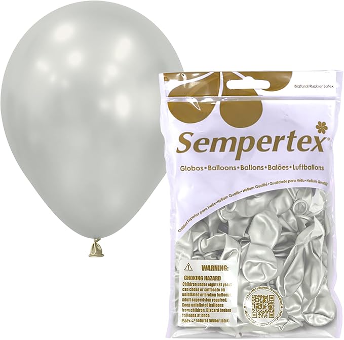 Sempertex Silk Oyster White Balloons, 5 Inch, Graduation, Baby Shower, by Sempertex