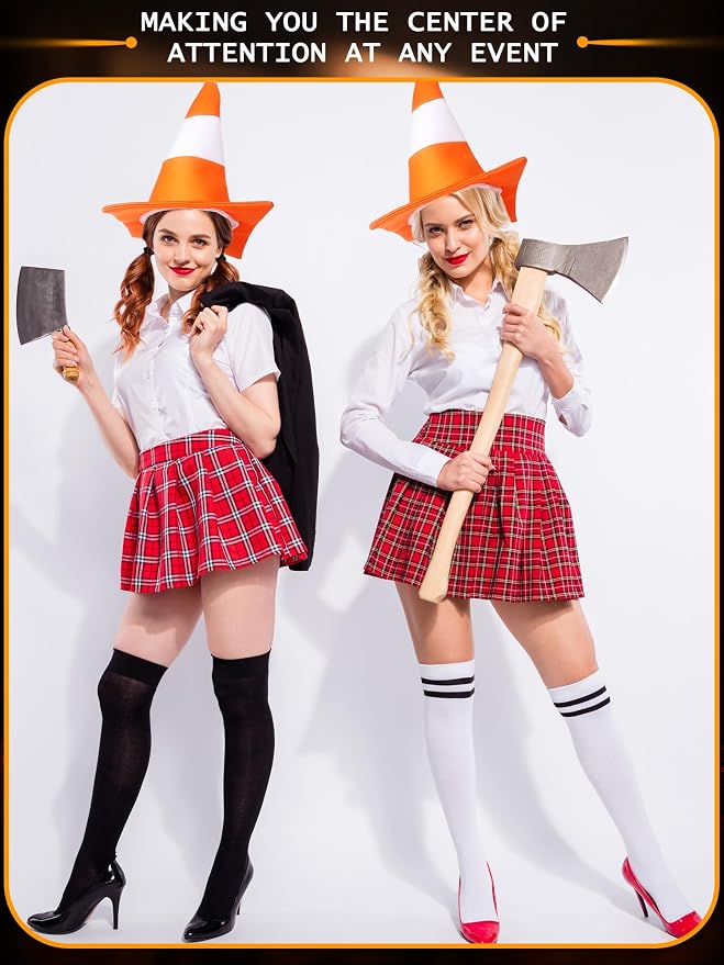 4 Pcs Halloween Adult Traffic Cone Hat Costume Funny Orange Construction Cone - Image 5