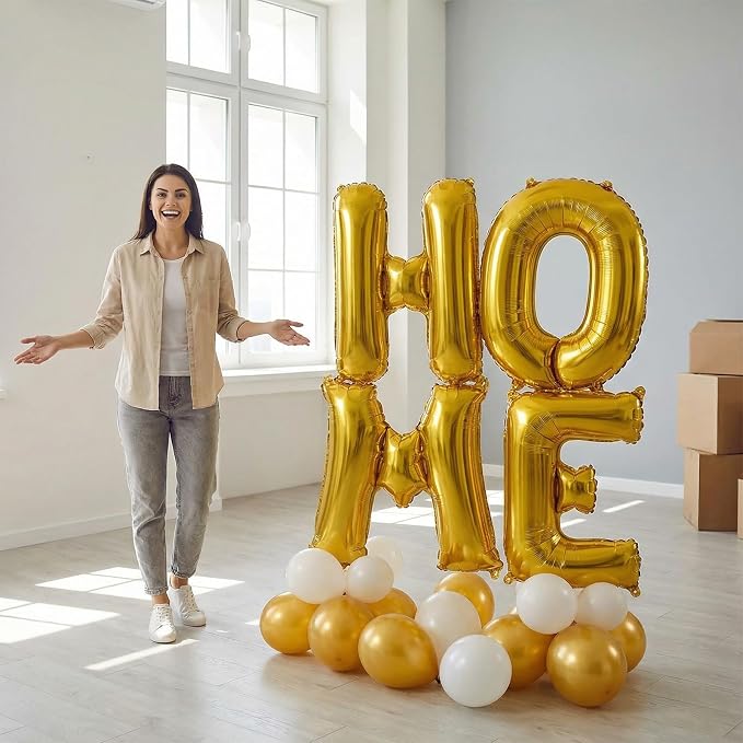 Gold Letter P Balloons, 40 Inch Large Foil Letter Balloons, Custom Phrase - Image 4