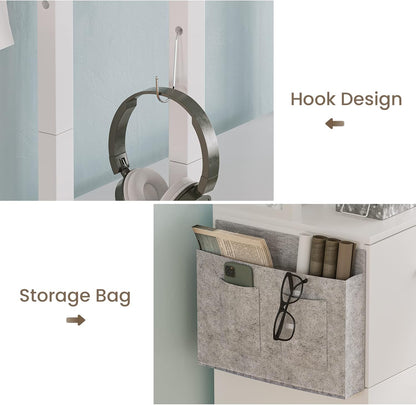 Itaar 2 Drawer File Cabinet, Filing Cabinet with Lock fits Letter, Legal, A4 Size, File Cabinets for Home Office with Storage Bag, Open Shelf and Hook, White