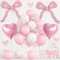 Pink Bow Balloons, Light Pastel Pink White Bow Print Balloons by Togvu
