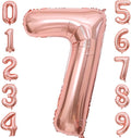 Rose Gold 7 Number Balloons, 40 Inch Big 7 Balloon Numbers Rose Gold 7 Foil by BBPOOL