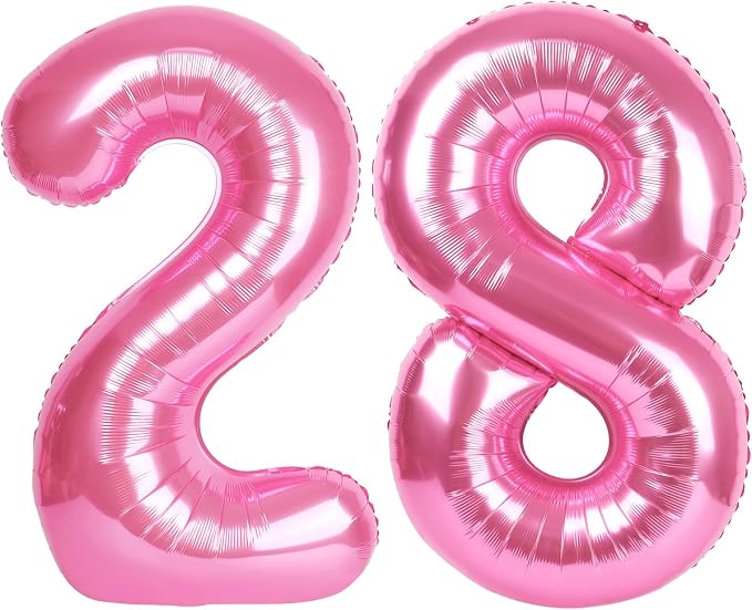 Pink Foil Number 28 82 Balloon 40 Inch, Helium Mylar 28 82 Numbers Birthday by Upgesy