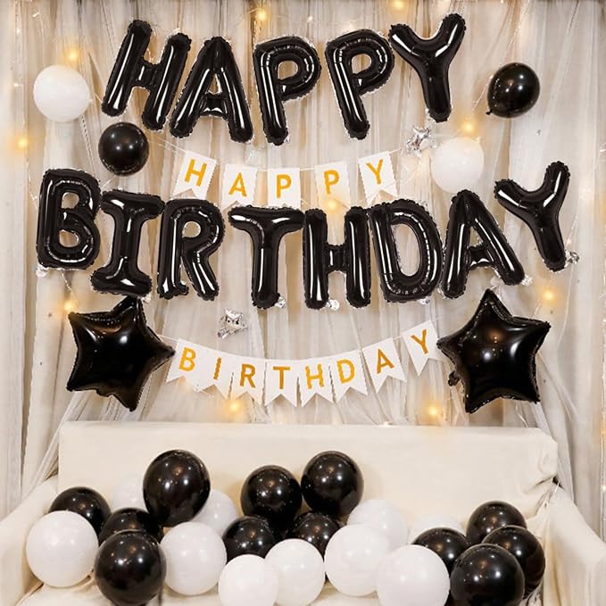 CANREVEL Happy Birthday Banner Decorations + 8Pcs Star Balloons, - Image 4