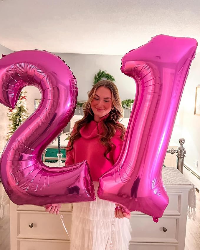 Hot Pink Number 1 Balloon 40 Inch, 1st Birthday Decorations Men Women | Foil - Image 9
