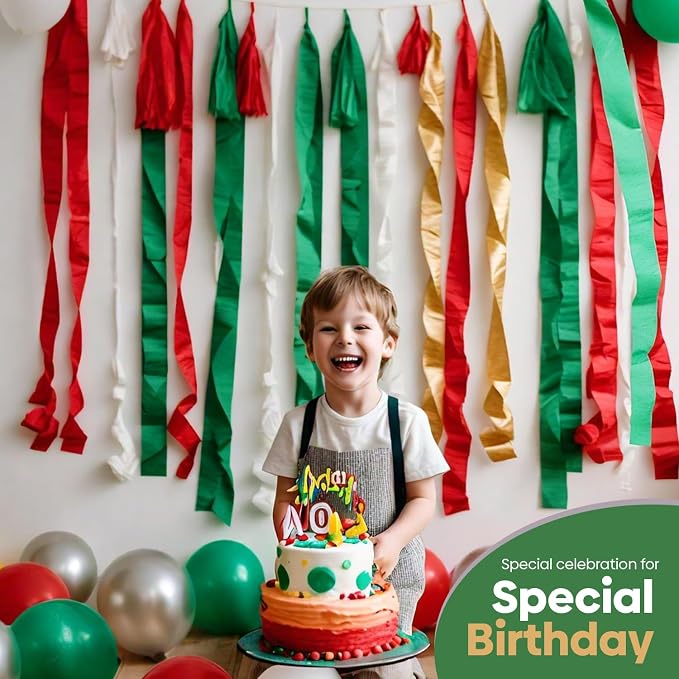 6 Christmas Streamers, 591ft Pack of Crepe Paper Party Decorations | Each roll - Image 6