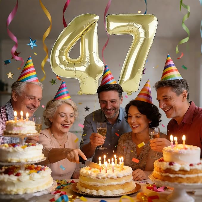 40 Inch Number 47 Balloons for 47th Birthday Party Decorations, 0-100 Champagne - Image 2