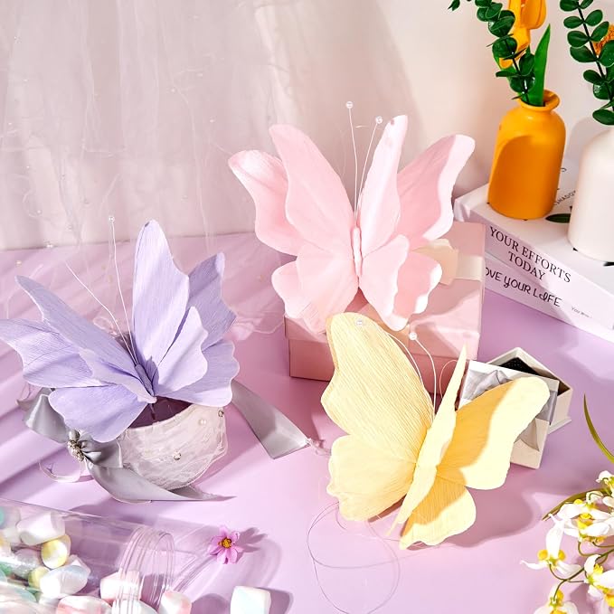 SUNBEAUTY Butterfly Party Decorations Hanging Butterfly Decorations 6Pcs Crepe - Image 5