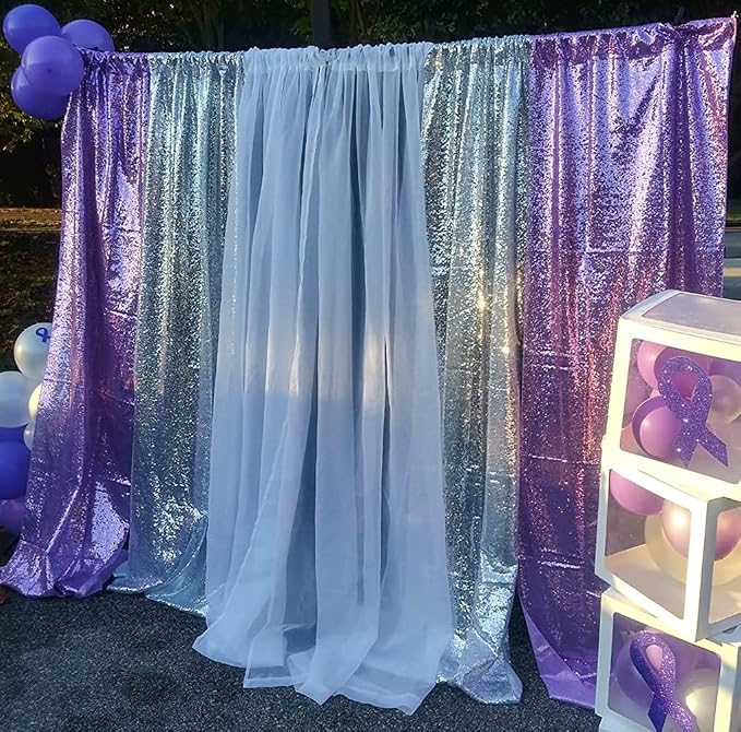 Poise3EHome Lavender Sequin Backdrop Curtain, 4 Panels 2FTx8FT Glitter - Image 6