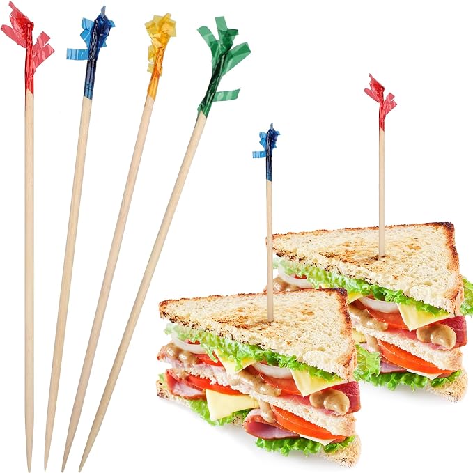 FATLODA Cocktail Picks, Colored Frill Fancy Toothpicks by FATLODA