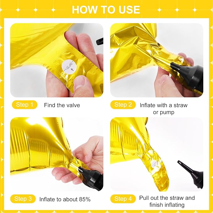 Gold Square Foil Balloons 25 Pcs Metallic Gold Balloons Wall Backdrop - Image 2
