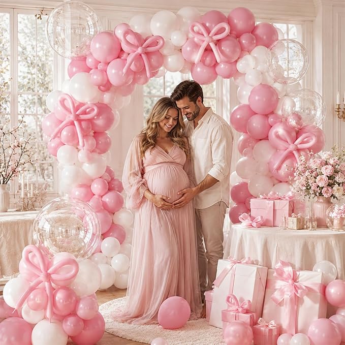 Pastel Pink and White Balloons Arch Kit 18 Inch*7 Clear Light Baby Pale Pink - Image 7