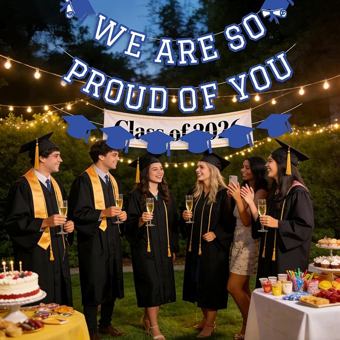 We Are So Proud Of You Banner Graduation Party Decorations Congrats Grad Cap - Image 5