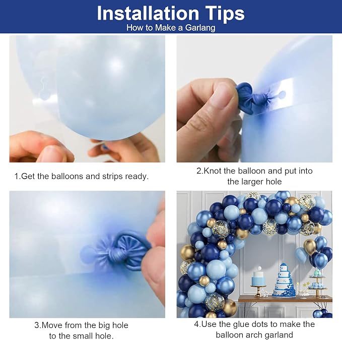 97PCS Navy Blue Balloon Garland Arch Kit, Metallic Blue and Macaron Blue - Image 3