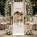 Personalized Wedding Welcome Banner Linen – Custom Names & Date, Elegant Fabric by Custom