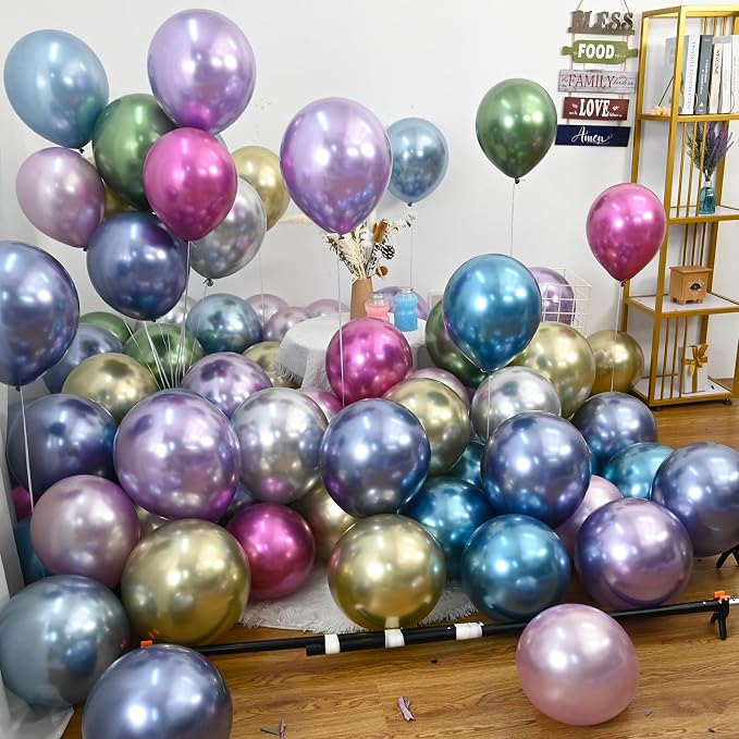 Jobkoo 60Pcs Metallic Pink Balloons 5Inch Shiny Chrome Light Pink Balloon Light - Image 6