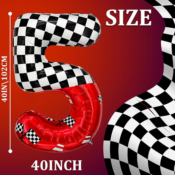 1 pack racing theme 40-inch digital foil balloon, featuring black and white - Image 2