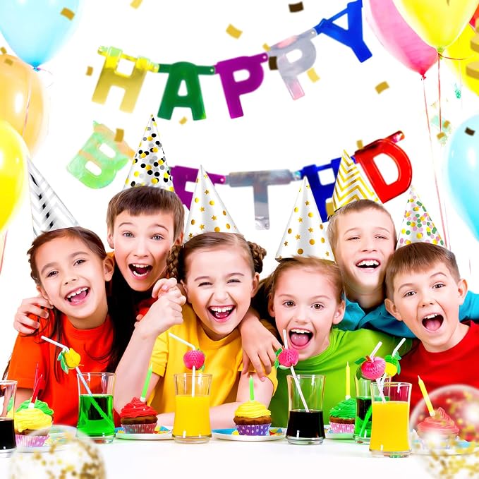 Geyoga 20 Pcs Party Cone Hats Bulk DIY Birthday Assorted Paper Cone Hats Gold - Image 4