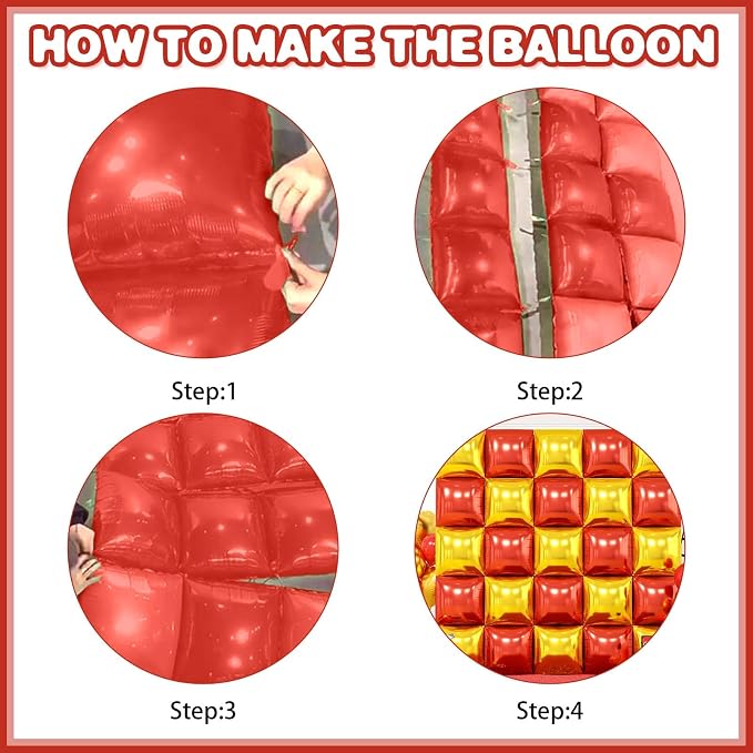 Metallic Red Black and Gold Double Sided Square Foil Balloons Wall, 19 Inches - Image 8