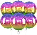 6Pcs Gradient Rainbow Round Foil Balloons, Metallic Multicolor Iridescent Mylar by vibzox