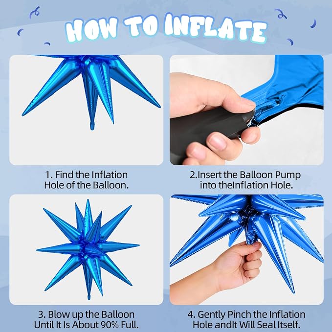 Blue and Silver Balloons, 12 Inch Navy Blue Metallic Silver Confetti Balloon - Image 3
