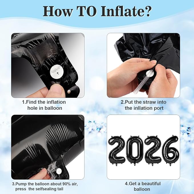2026 Number Black Balloons 40Inch Balloon - Image 6