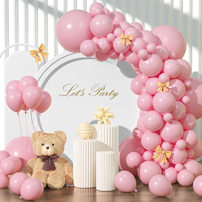 Pink Balloons 135pcs Different Sizes 18 12 10 5 Inch Pink Balloon Arch Kit by YISHEBAPA