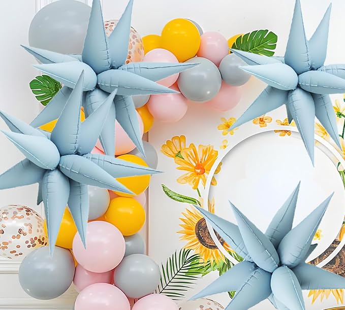 Matte Blue 20' Water Drop Foil Cone Mylar Balloons Matte Blue Star Balloons - Image 5