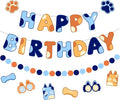 Pre-Strung Happy Birthday Banner, NO DIY Party Decor | Blue Dog Themed Birthday by Danadia