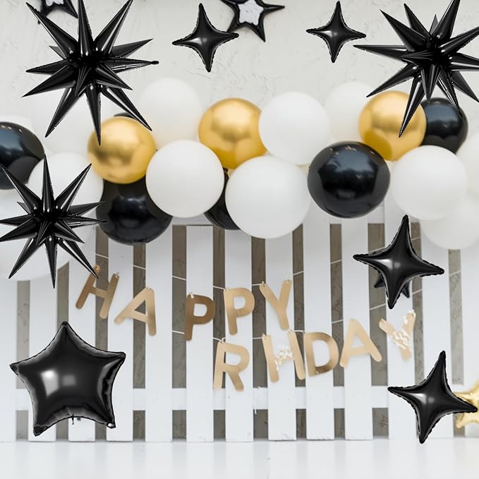 Black Star Balloons, 22/18/10 Inch Foil Balloons, Four-Pointed Balloon - Image 5