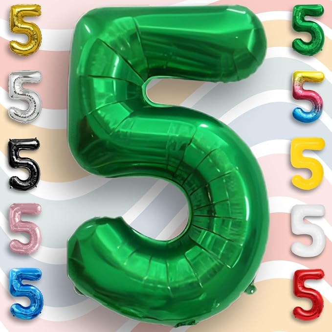 Green Number Balloon 5 Mylar Foil Balloons 16 Inch - Image 4