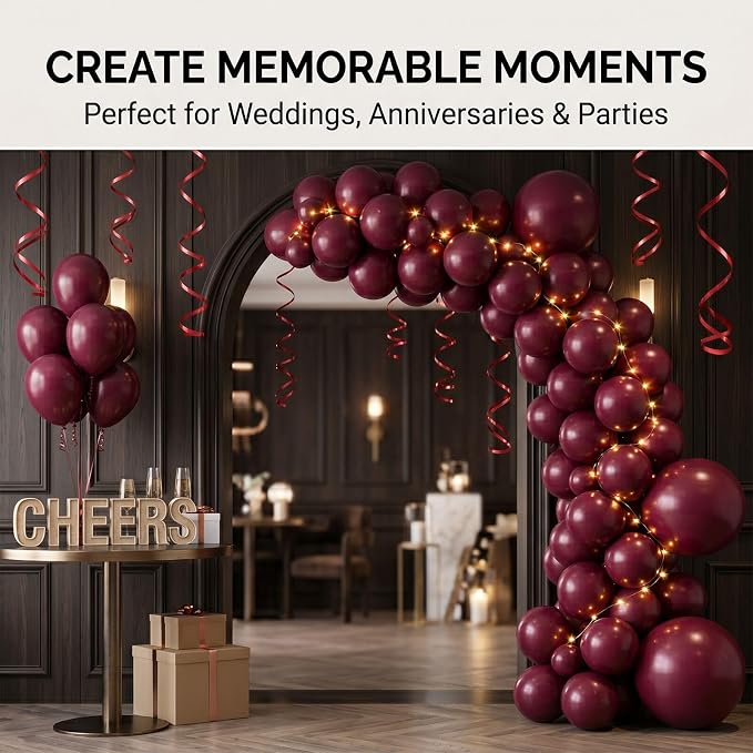50pcs 12 Inch Burgundy Latex Party Balloons | Premium Maroon Balloons - Image 5