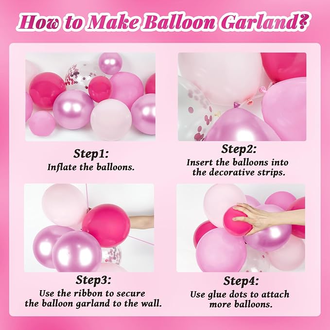 147pcs Pink Balloon Garland Arch Kit - Image 3