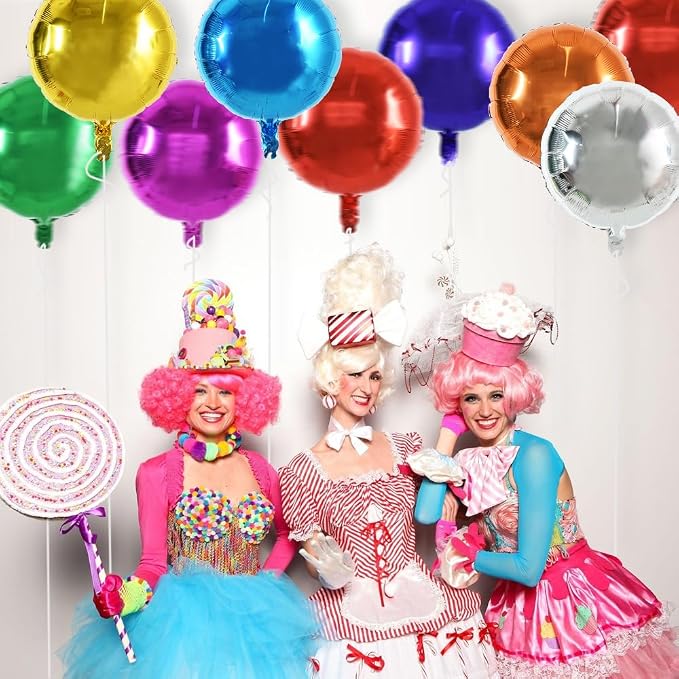 TONIFUL 30Pcs 18 Inch Large Colorful Round Shape Foil Balloons Big Colorful - Image 5