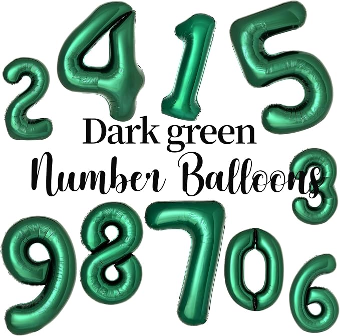 Dark Green Number 0 Balloons Large Emerald Green Number Balloons 40 Inch Jungle - Image 3