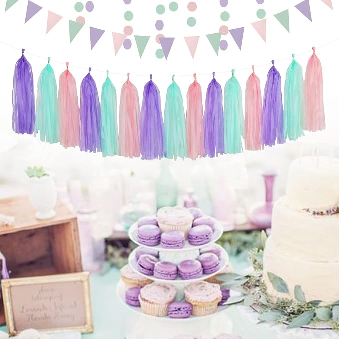 Pink-Purple Mint Mermaid Ocean-Themed Party-Decorations - Image 3