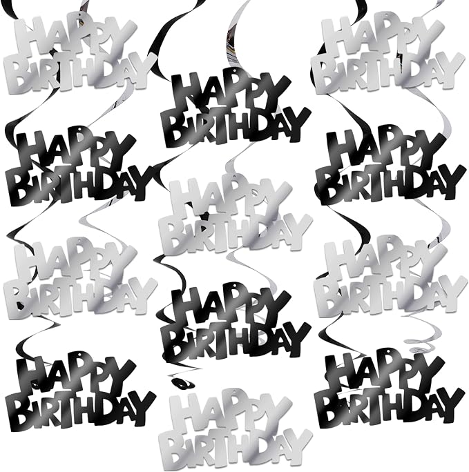 BEISHIDA 12 Pcs Happy Birthday Hanging Swirl Decorations, Men Boys Birthday by Beishida
