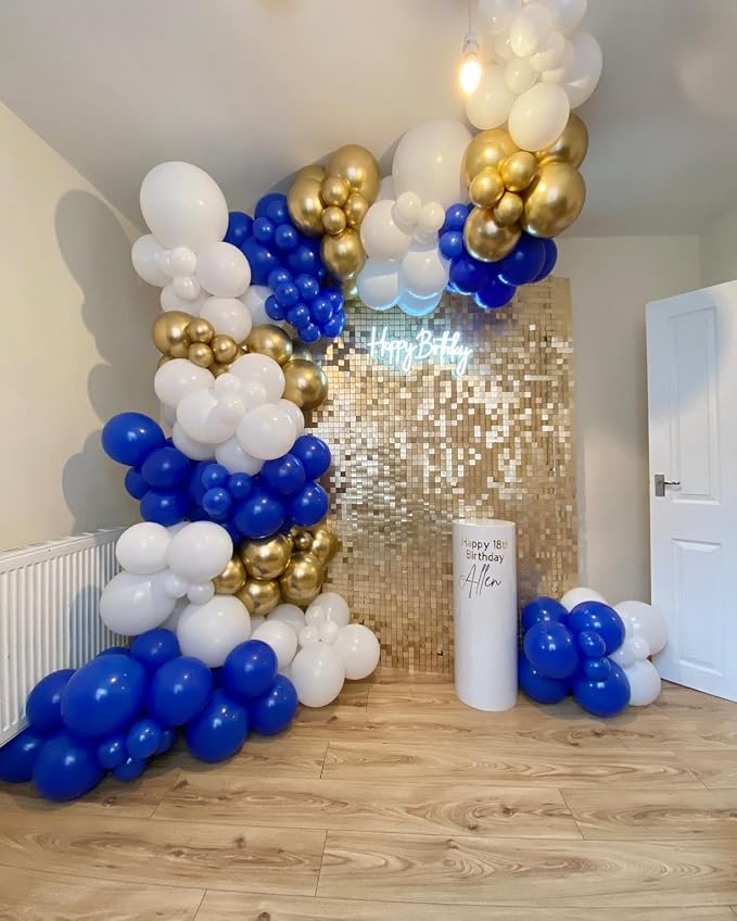 201Pcs Royal Blue and Gold Balloon Arch Kit, Explosion Star Blue Gold and White - Image 5