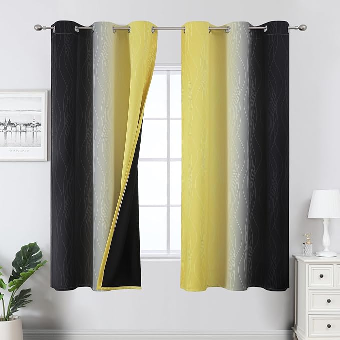 Black and Yellow Blackout Curtains by ESTELARTEXTILER