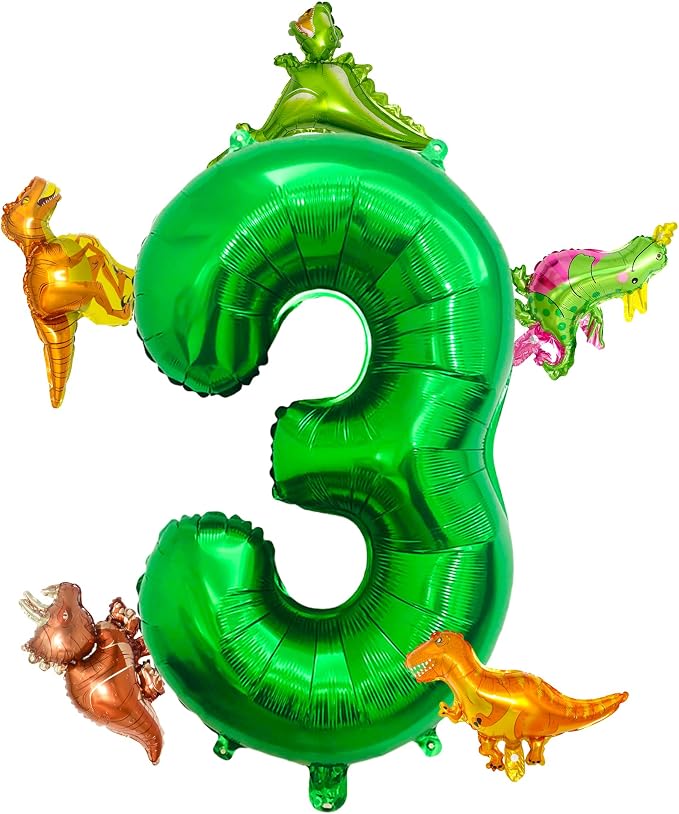 LilyZheng 3rd Birthday Dinosaur Decorations, 40 Inch Dark Green Number 3 Balloon by LILYZHENG