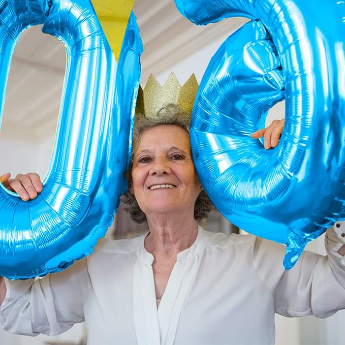 Blue Balloon Number 0, 40 Inch Large Self Inflating Foil Number Balloons 0-9 - Image 3