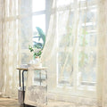 Kotile Beige Lace Sheer Curtains Rustic Floral, 52 x 84 Inch, 2 Panels | Rod by Kotile+Curtains