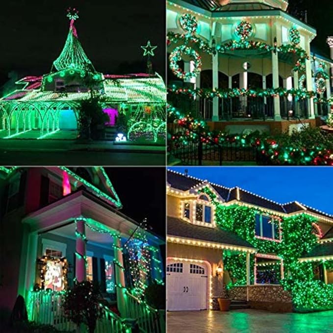 66Ft 200 LED Fairy Lights Plug in, Waterproof with Remote Outdoor 8 Modes Christmas Lights Bedroom Decor, Twinkle Light with Timer for Bedroom St. Patrick's Day Easter Christmas Decorations (Green)