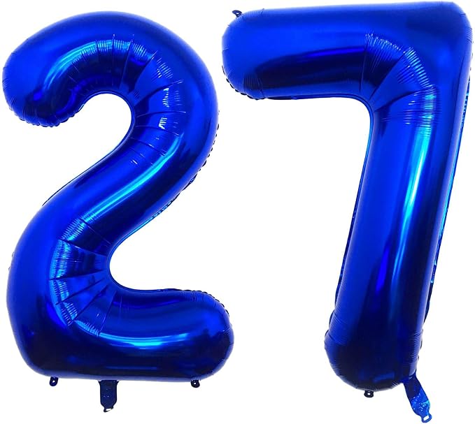 Navy Blue 27 Number Balloons, 40 Inch Giant Number 27 Balloons Foil Mylar by Lovoir