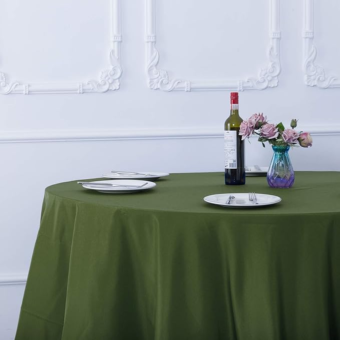 Ascoza 2pack 108 Inch Willow Round Tablecloth in Washable Polyester Fabric for Wedding/Banquet/Restaurant/Parties
