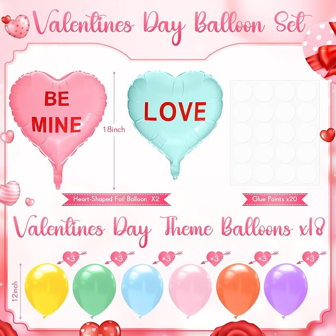 Seematn 2 Set Valentines Day Table Centerpiece Candy Pastel Heart Balloon Stand - Image 2