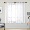 HOMEIDEAS White Sheer Kitchen Curtains 52 x 54 Inch Length 2 Panels Embroidered by HOMEIDEAS