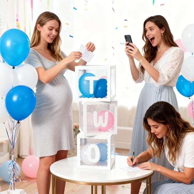 Two Birthday Decorations For Boy Girl, Baby Clear Blocks Party Decor - Image 7