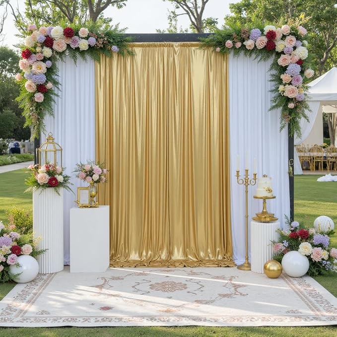 20x12ft Glitter Gold Backdrop Curtains, Sequin Curtains Wrinkle Free Polyester - Image 7