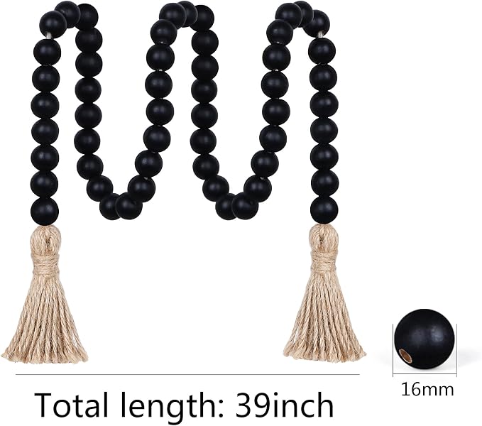 Meplait 39in Wood Bead Garland, Farmhouse Beads - Image 6